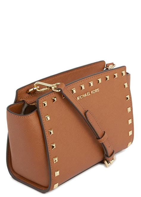 michael michael kors selma leather stud crossbody|michael kors leather crossbody bag.